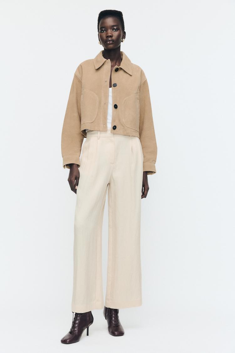 CALÇA DE CORTE FLUIDO COM PREGAS