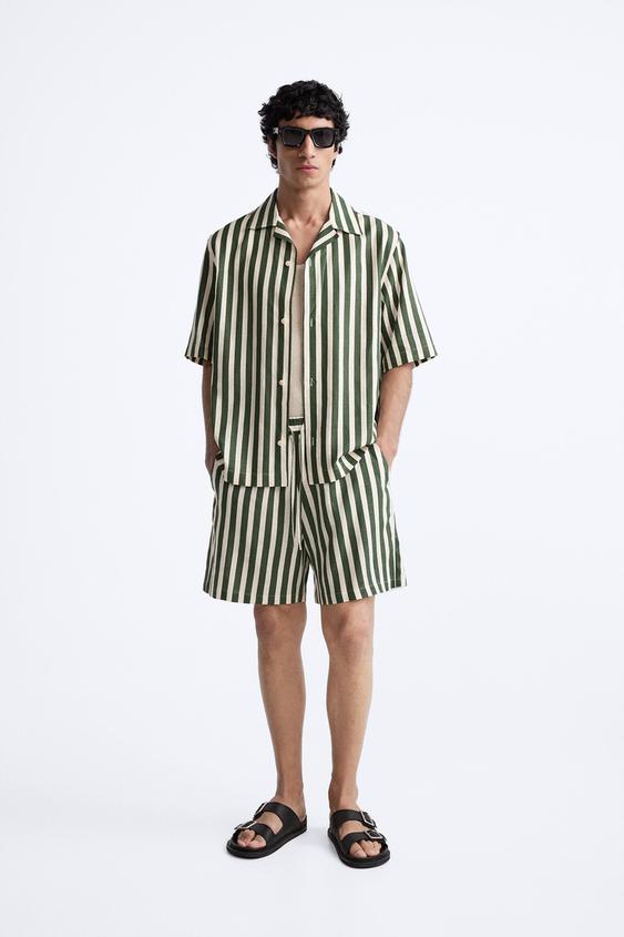 CAMISA ÀS RISCAS DE LINHO - VISCOSE