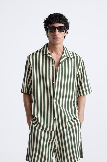 CAMISA ÀS RISCAS DE LINHO - VISCOSE