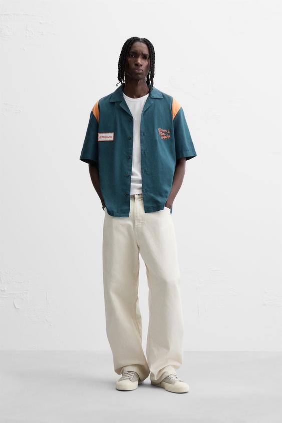 CAMISA COLOR BLOCK COM REMENDO
