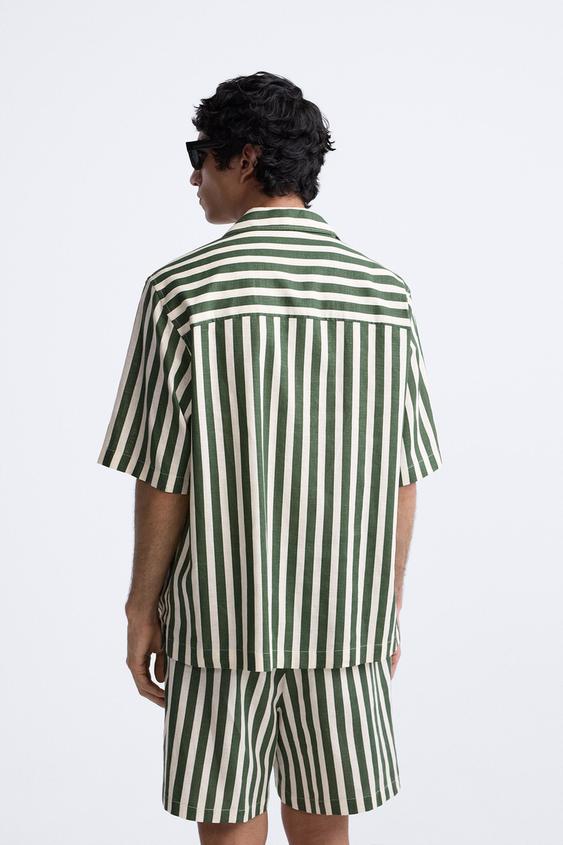 CAMISA ÀS RISCAS DE LINHO - VISCOSE