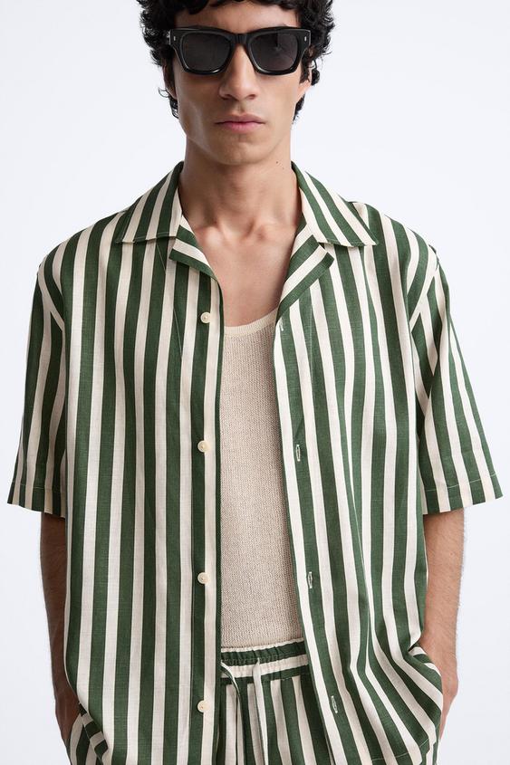 CAMISA ÀS RISCAS DE LINHO - VISCOSE