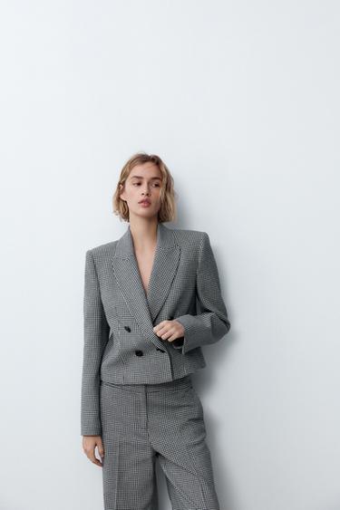BLAZER CURTO CRUZADO PIED DE COQ