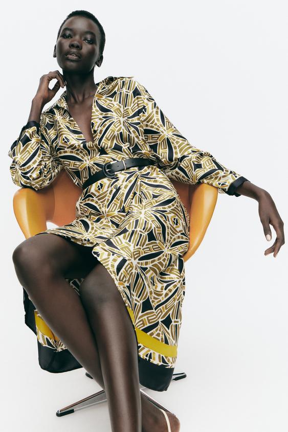 VESTIDO ESTAMPADO COM CINTO