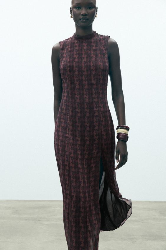 VESTIDO ESTAMPADO COM DETALHE ATRÁS