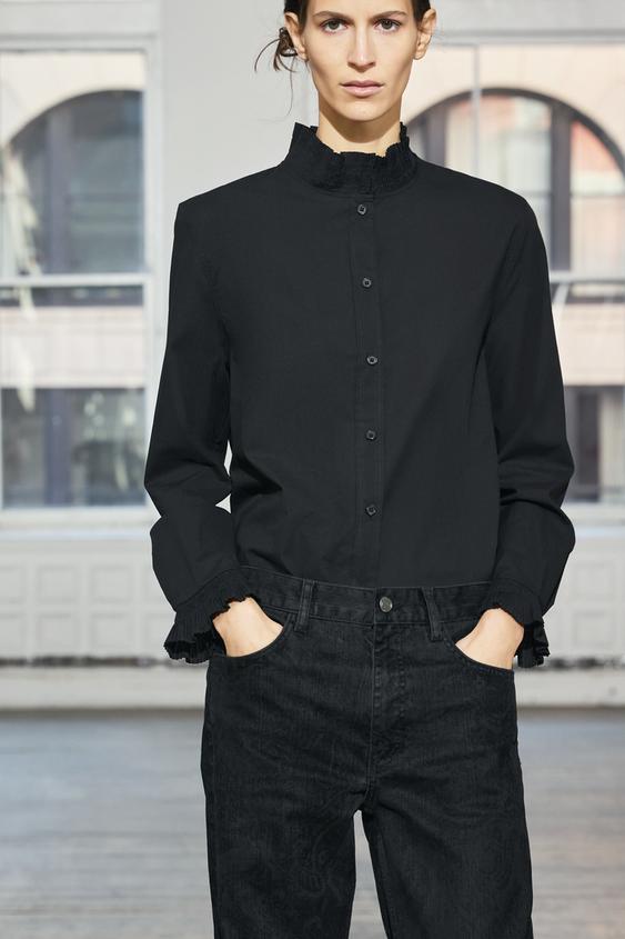 CAMISA COM BABADO PLISSADO ZW COLLECTION