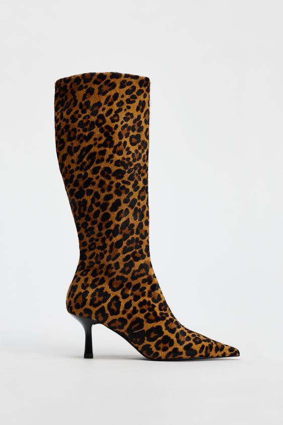 BOTA SALTO COURO ESTAMPADO ANIMAL