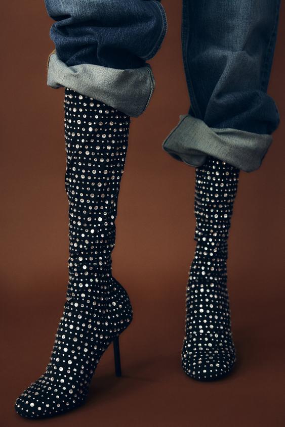 BOTA DE SALTO MESH COM BRILHOS