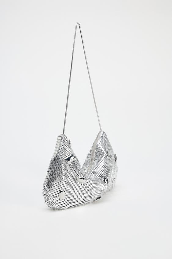 MINI SHOULDER BAG DE MALHA METÁLICA COM PEDRAS