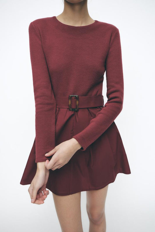 VESTIDO COMBINADO COM CINTO