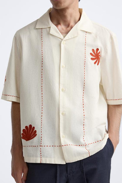 CAMISA DE ALGODÃO - LINHO COM BORDADOS
