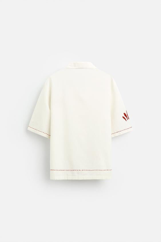 CAMISA DE ALGODÃO - LINHO COM BORDADOS