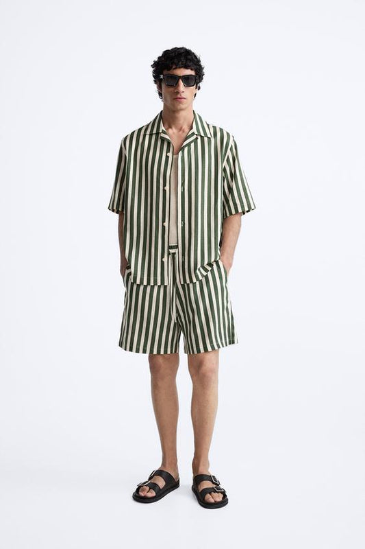 CAMISA ÀS RISCAS DE LINHO - VISCOSE