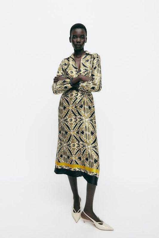 VESTIDO ESTAMPADO COM CINTO