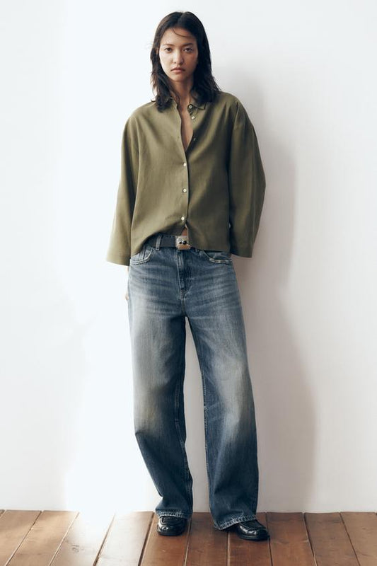 CAMISA OVERSIZE COM LINHO