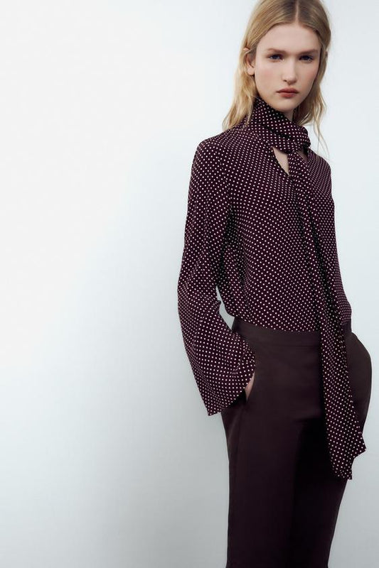 BLUSA ESTAMPADA COM LAÇO ZW COLLECTION