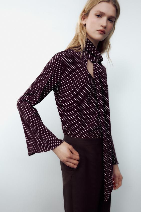 BLUSA ESTAMPADA COM LAÇO ZW COLLECTION