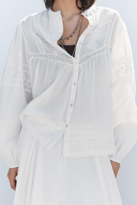 BLUSA ROMÂNTICA COM BORDADOS ZW COLLECTION