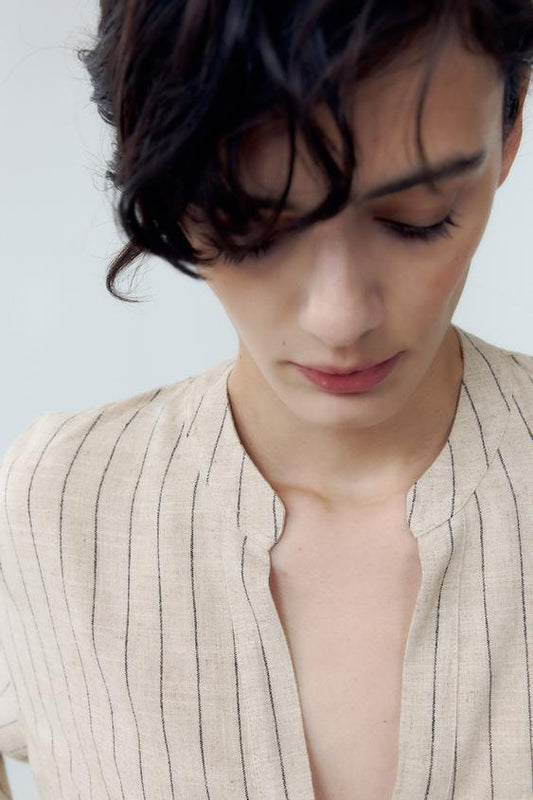 CAMISA LISTRADA COM LINHO ZW COLLECTION