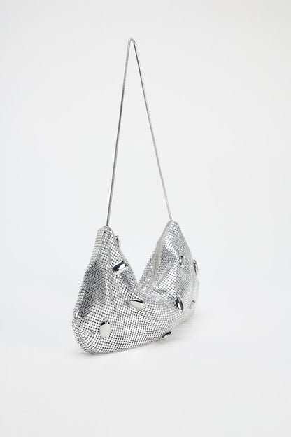 MINI SHOULDER BAG DE MALHA METÁLICA COM PEDRAS