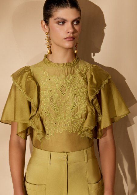Blusa Bordado Dandara Verde Pistache