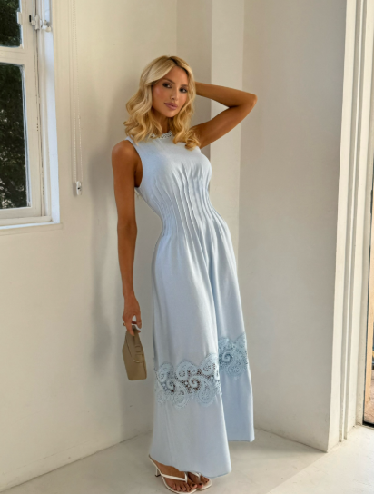 Vestido Linho Misto Neli Azul