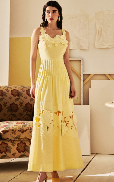 Vestido Bordado Madison Amarelo